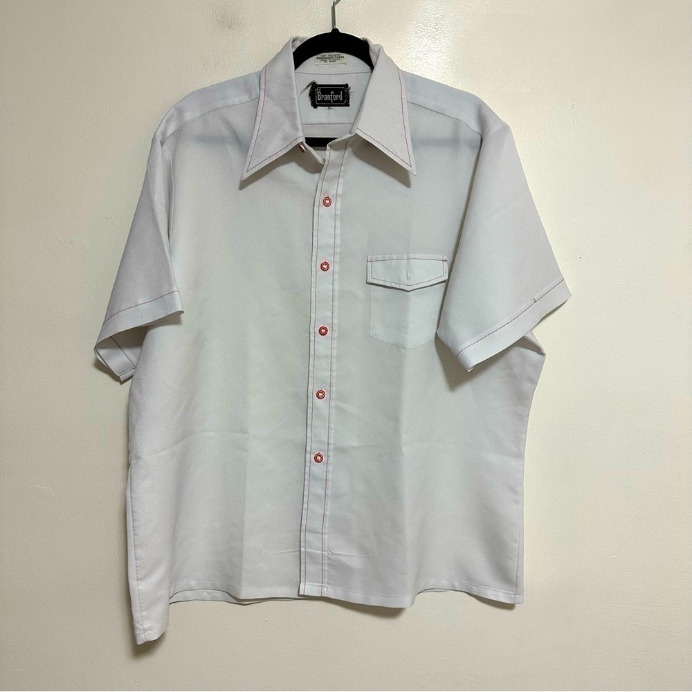 VTG 70s Contrast Stitch Collared Work Wear Button Down Shirt